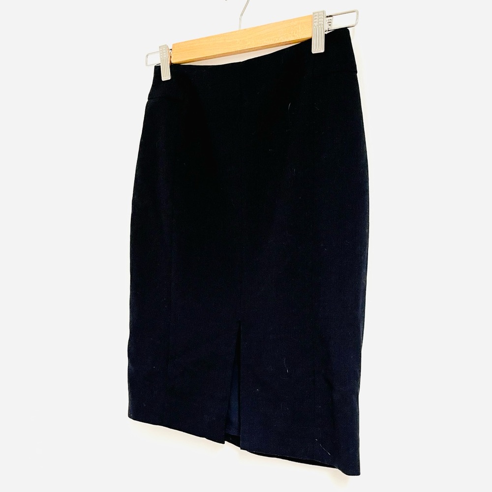 H&M Dark Blue Pencil Skirt With Front Slit